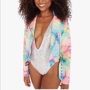 iHeartRaves Pastel Tie-Dye Moto Jacket
